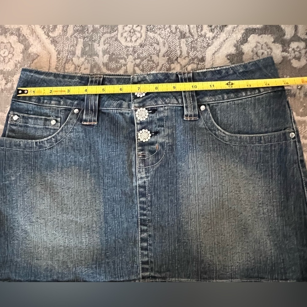 Hydraulic Jean Mini Skirt SZ 5/6 light Wash denim Bling embellishments Y2K - Picture 3 of 10